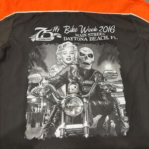 Daytona Beach Bike Week 2016 Short Sleeve Button Up Men Medium, Biker Wear L 30”